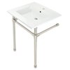 Fauceture Dreyfuss 25" Console Sink W/ SS Leg (Sgl Faucet Hole), White/ Nickel KVPB2522716